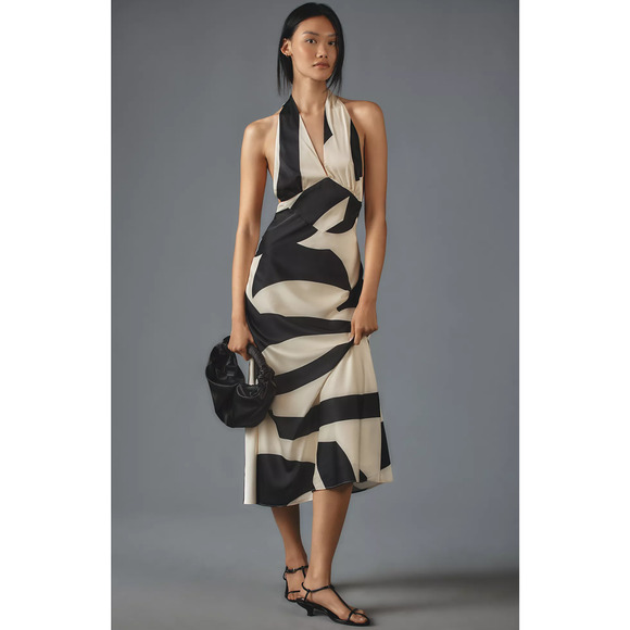 NWT Bardot Citron Halter Midi Dress - Size 2 - Picture 1 of 4